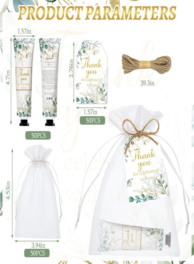 Nlicrst 50 Sets Greenery Baby Shower Hand Cream Bulk Gifts, Wedding Bridal and Baby Shower Party Favors for Guests,Travel Size Hand Lotion Set with Thank You Card and Organza Gift Bags(greenery) - Image 2