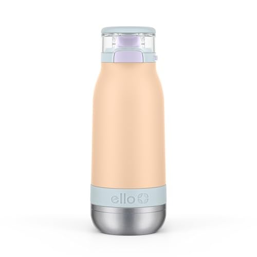 Ello Emma 14oz Vacuum Insulated Stainless Steel Kids Water Bottle with Straw and Builtin Carrying Handle and LeakProof Locking Lid for School Backpack Lunchbox and Outdoor Sports Twilight Breeze - Image 1