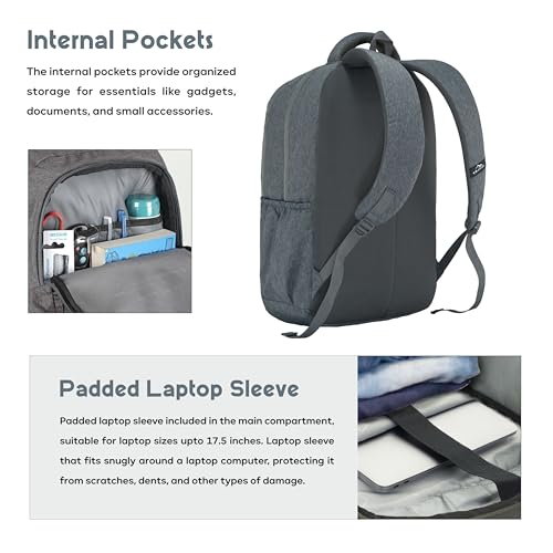TRAWOC 30L Laptop Backpack TPB04 | Office & Travel Bag with 16-Inch Laptop Compartment, USB Charging Port & 3-Year Warranty -Ash blue - Image 5