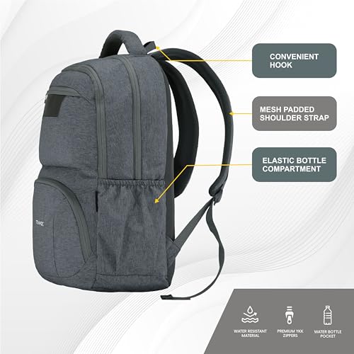 TRAWOC 30L Laptop Backpack TPB04 | Office & Travel Bag with 16-Inch Laptop Compartment, USB Charging Port & 3-Year Warranty -Ash blue - Image 3