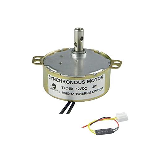CHANCS DC Turntable Motor, Synchronous Geared Motor TYC-50 12V DC 15/18RPM 4W Low Speed CW/CCW Direction for Hand-Made, School Project, Model or Guide Motor - Image 1