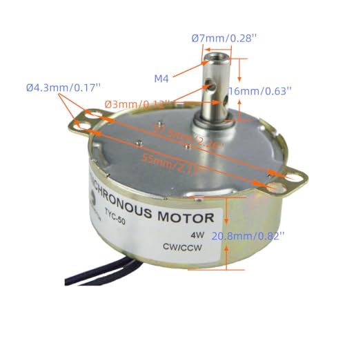 CHANCS DC Turntable Motor, Synchronous Geared Motor TYC-50 12V DC 15/18RPM 4W Low Speed CW/CCW Direction for Hand-Made, School Project, Model or Guide Motor - Image 2