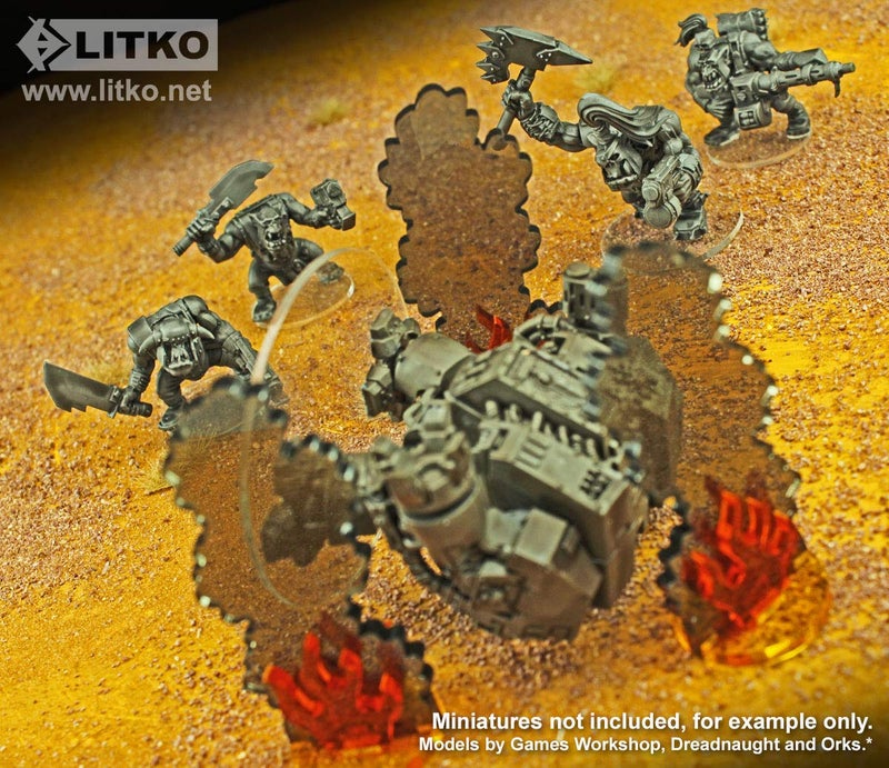 LITKO Flaming Wreckage Marker | Burning Wreckage | Miniature Wargame Fire Marker | Compatible with DND, Pathfinder, TTRPG, Flame of War, Bolt Action, and Other Miniature Games (Large) - Image 2