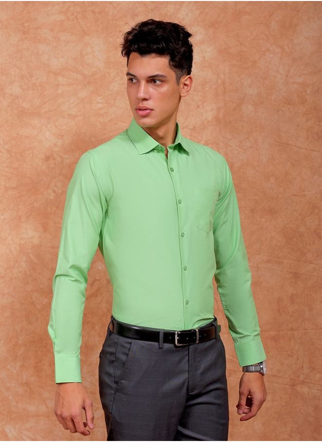 The Indian Garage Co Men Slim Fit Solid Full Sleeves Cutaway Collar Formal Shirt  - Image 3