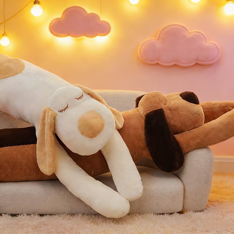 Yellow Plush Cartoon Dog Pillow Soft Long Ears Decorative Cushion Home Sofa Gift - Image 1