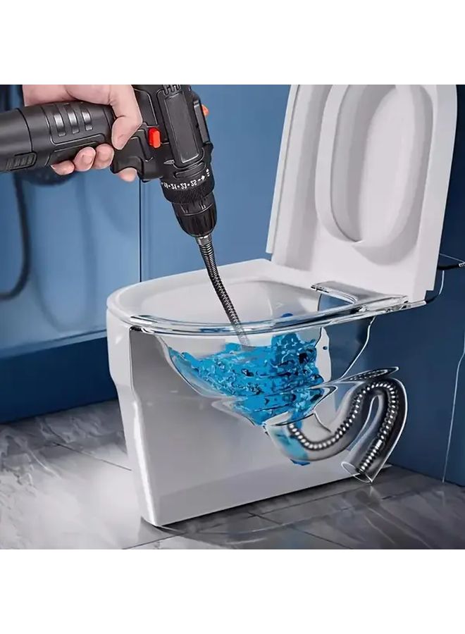 98.43 Inch 360 Degree Rotating Hook Drain Snake Rustproof Clog Remover - Image 5