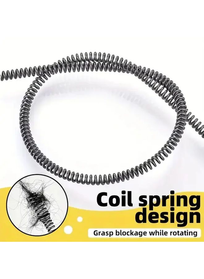 98.43 Inch 360 Degree Rotating Hook Drain Snake Rustproof Clog Remover - Image 1