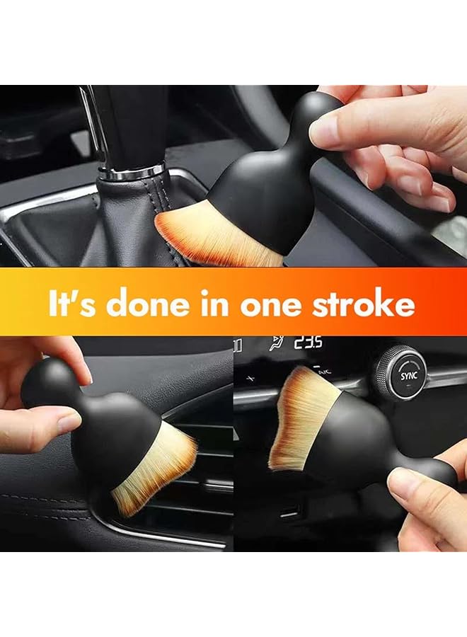 هولامي فرشاة تنظيف داخلية للسيارة - فرشاة تنظيف ناعمة الشعر، مجمعات غبار وأوساخ منحنية، أداة إزالة لفتحات مكيف الهواء ولوحة القيادة والجلد والكمبيوتر، خالية من الخدوش (عبوة من قطعتين) - Image 3