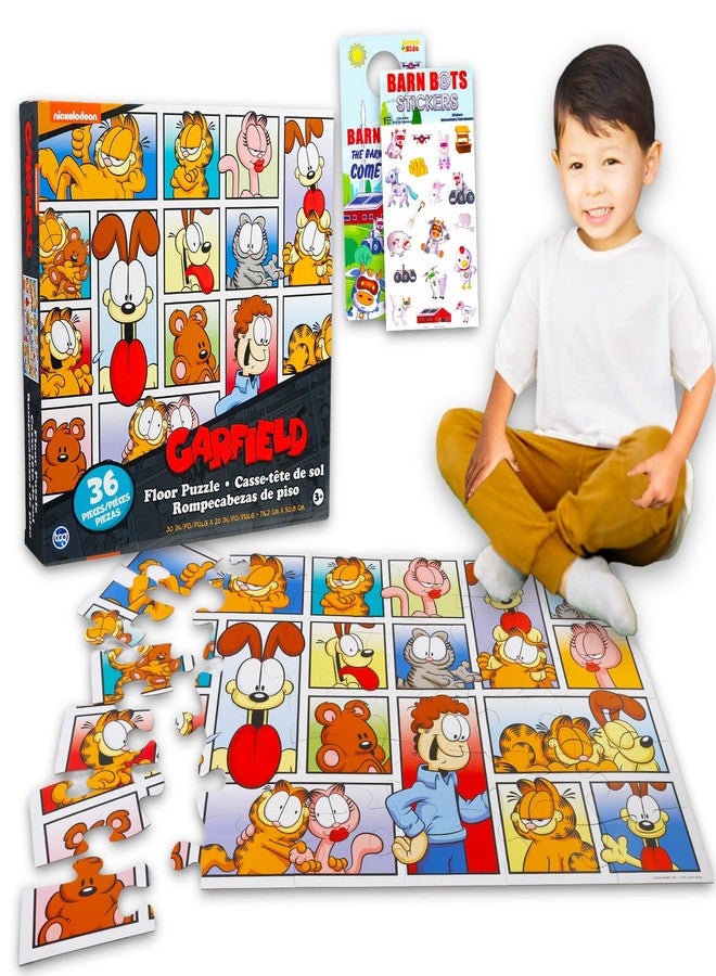 Garfield Floor Puzzle for Kids Set - Bundle with 36 Piece Floor Puzzle for Boys, Girls Plus Stickers, More | Garfield Jigsaw Puzzles for Kids Ages 3-5 - Image 1