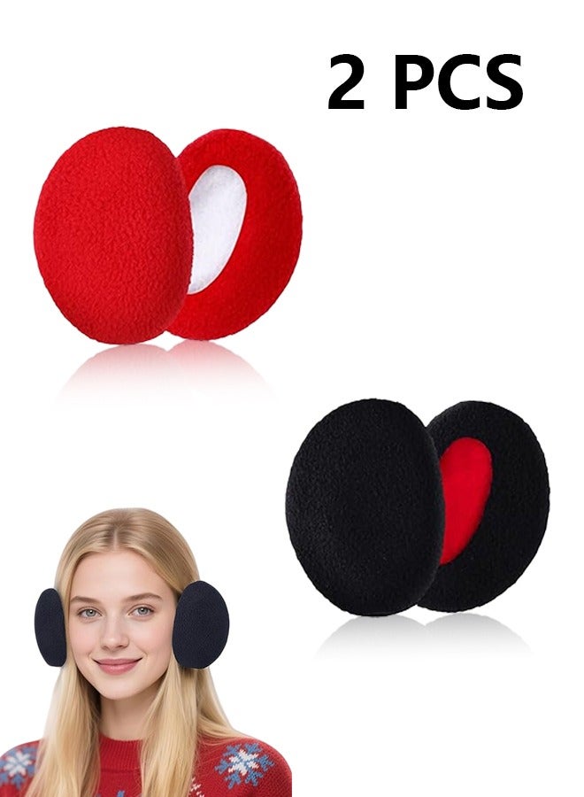 2 Pairs Bandless Ear Muffs Winter Earmuffs Windproof Ear Warmers Fleece Ear Covers of medium for Men Women Outdoor Activities - Image 1