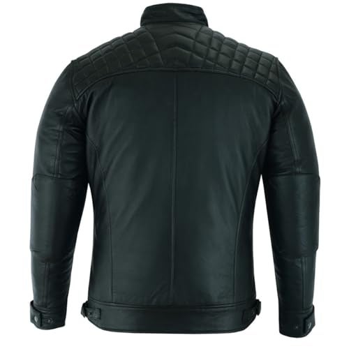 Vance Leather' Men's Cafe Racer Gatsby Black Waxed Lambskin Motorcycle Leather Jacket (3X-Large, Black) - Image 5