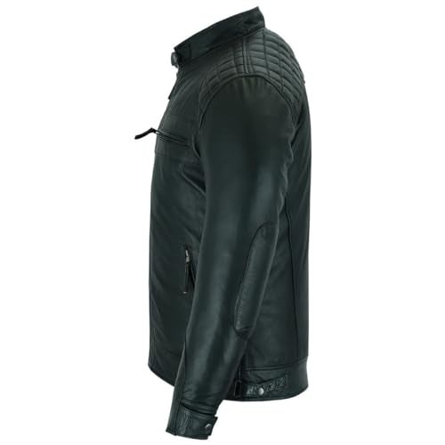 Vance Leather' Men's Cafe Racer Gatsby Black Waxed Lambskin Motorcycle Leather Jacket (3X-Large, Black) - Image 4