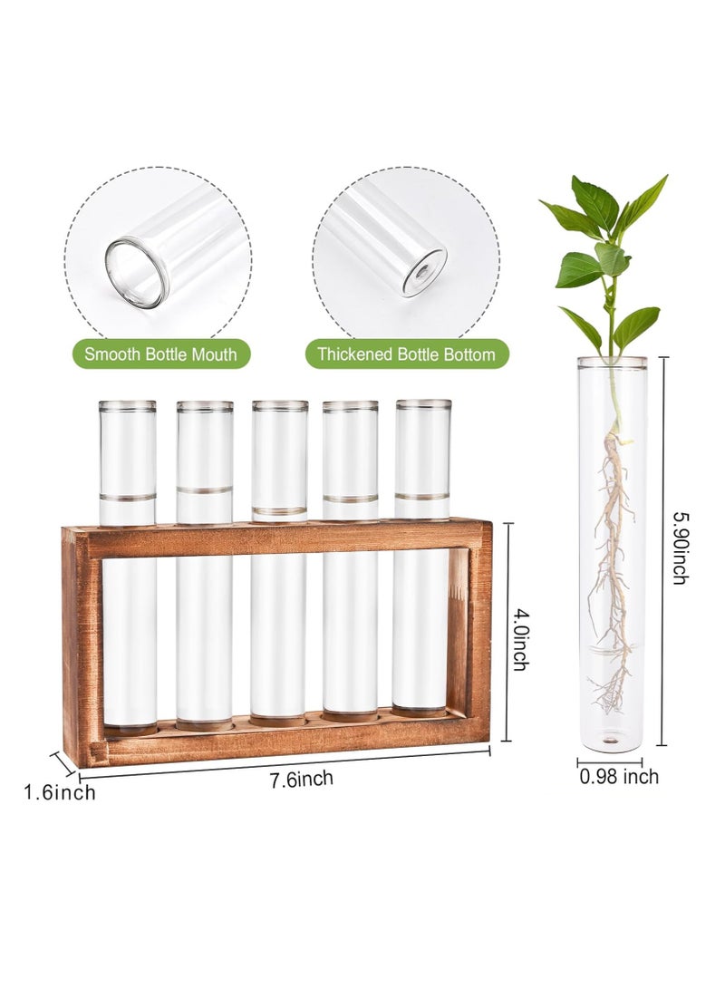 Generic Plants Propagation Stations, Wall Mounted Test Tube Vase with Wooden Stand, 5 Planter Glass Vase for Home and Office - Image 5