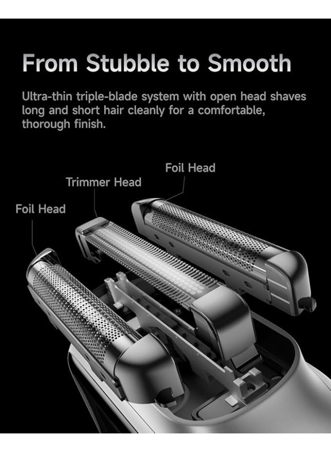 لايفن Laifen P3 Pro Men's Electric Shaver with High Speed Motors, 12,000 Cuts/Min. x 2, 100 Minutes Battery Life, Waterproof according to IPX7, Travel Safe (Aluminium Alloy) - Image 3