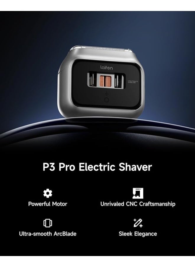 لايفن Laifen P3 Pro Men's Electric Shaver with High Speed Motors, 12,000 Cuts/Min. x 2, 100 Minutes Battery Life, Waterproof according to IPX7, Travel Safe (Aluminium Alloy) - Image 2