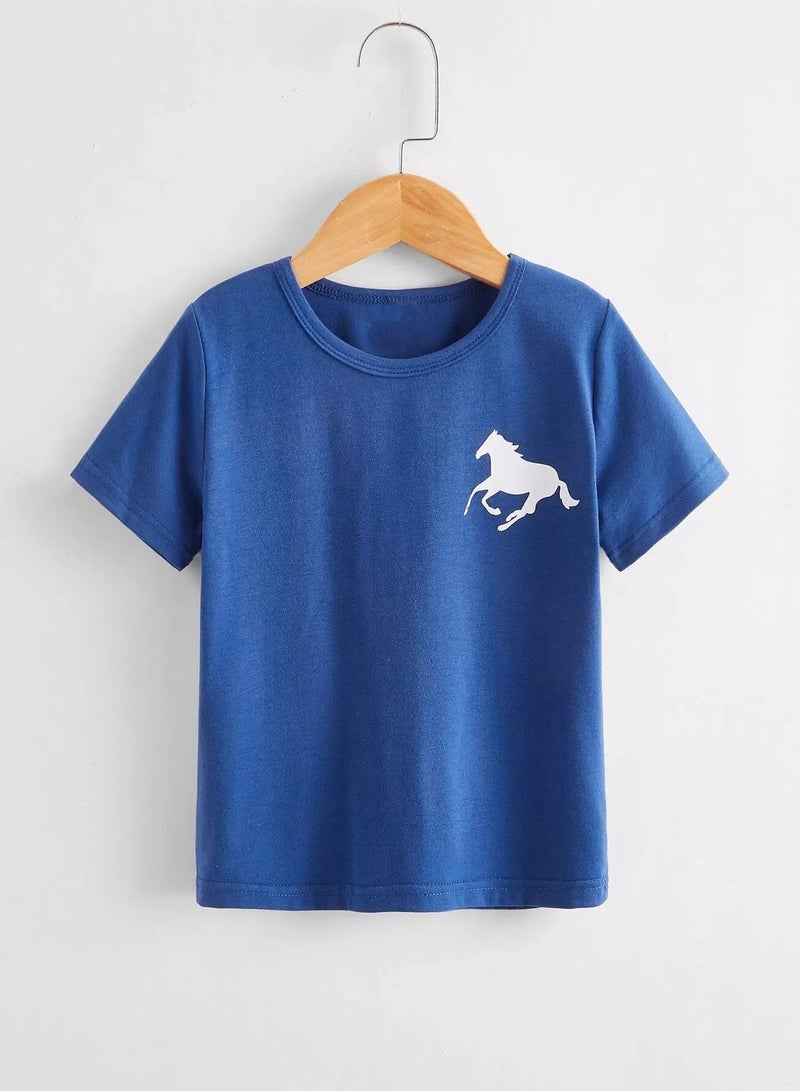 Toddler Boys Horse Print Tee  - Image 1