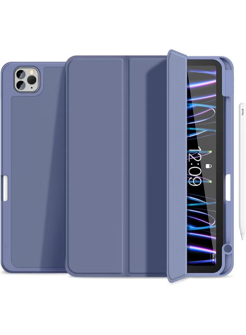 روك بو جديد آي باد برو 12.9 بوصة حامي 2022 / 2012 / 2020 الجيل 6 / 5 / 4 ، مع حامل القلم الذكي آي باد حامي يدعم لمسة معرف و التنبيه التلقائي / النوم ، التلقائي قلم رصاص الجيل الثاني شحن الخزامى - Image 1