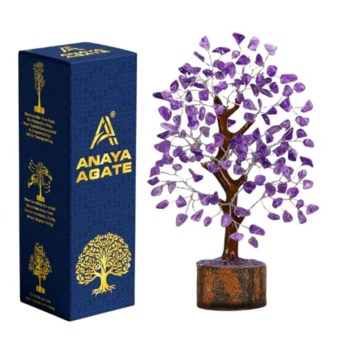 ANAYA AGATE Amethyst Crystal Tree of Life Handmade Healing Bonsai Purple Tree for Home Office Decor Positive Energy Good Luck Ideal for Christmas Decor Birthday Gifts for Women Men - Image 1