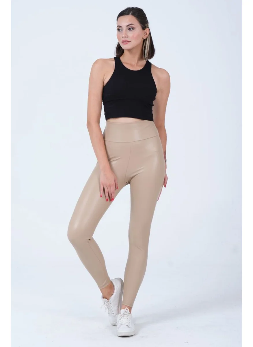 Hepsine Rakip Rivaling All Women's Leather Leggings with Raised High Waist, Comfortable and Flexible