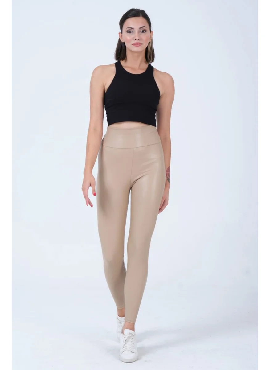 Hepsine Rakip Rivaling All Women's Leather Leggings with Raised High Waist, Comfortable and Flexible