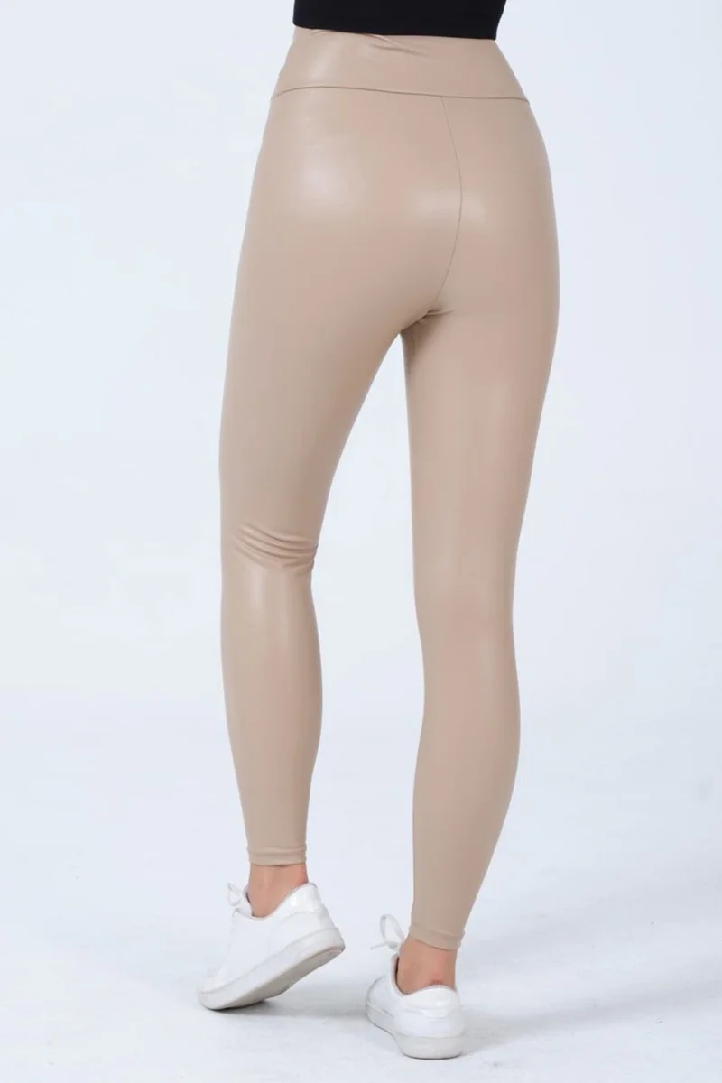 Hepsine Rakip Rivaling All Women's Leather Leggings with Raised High Waist, Comfortable and Flexible