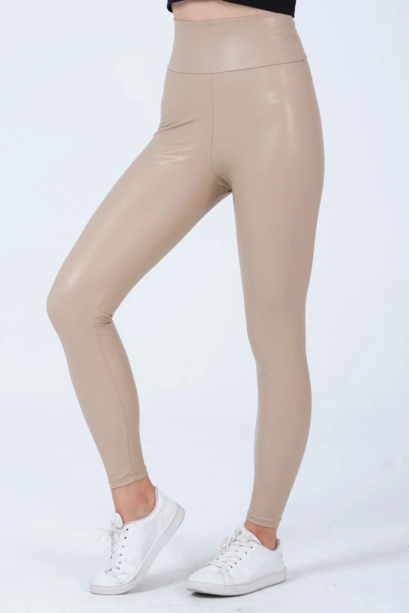 Hepsine Rakip Rivaling All Women's Leather Leggings with Raised High Waist, Comfortable and Flexible