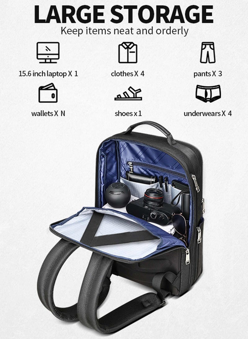 Bopai Smart Laptop Backpack Business Office Daypack with USB Charging Port 15.6 Inch School Shoulder Bag with Expandable Design BO-BB911A Black - Image 4