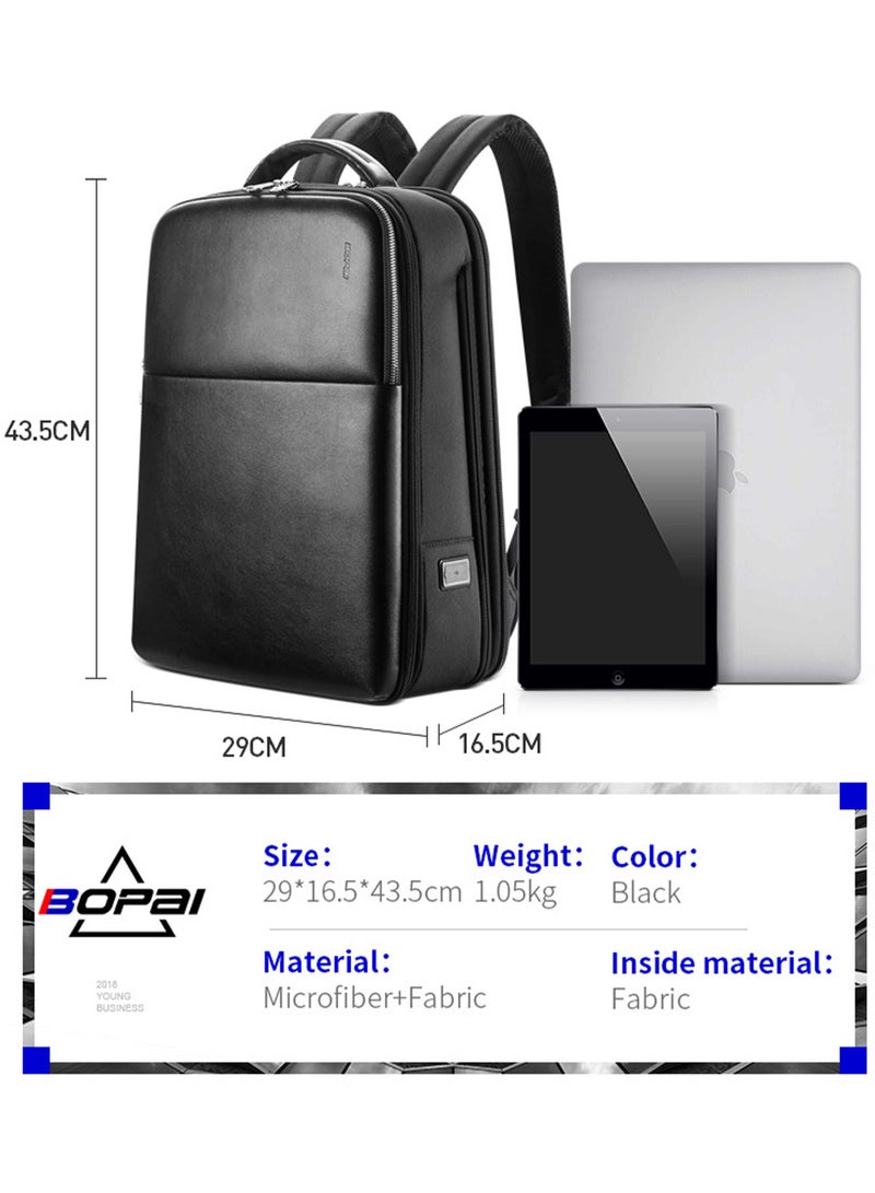 Bopai Smart Laptop Backpack Business Office Daypack with USB Charging Port 15.6 Inch School Shoulder Bag with Expandable Design BO-BB911A Black - Image 5