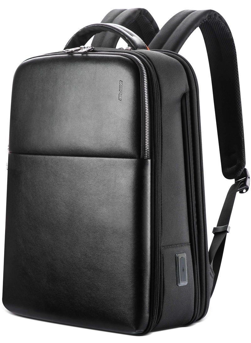 Bopai Smart Laptop Backpack Business Office Daypack with USB Charging Port 15.6 Inch School Shoulder Bag with Expandable Design BO-BB911A Black - Image 1