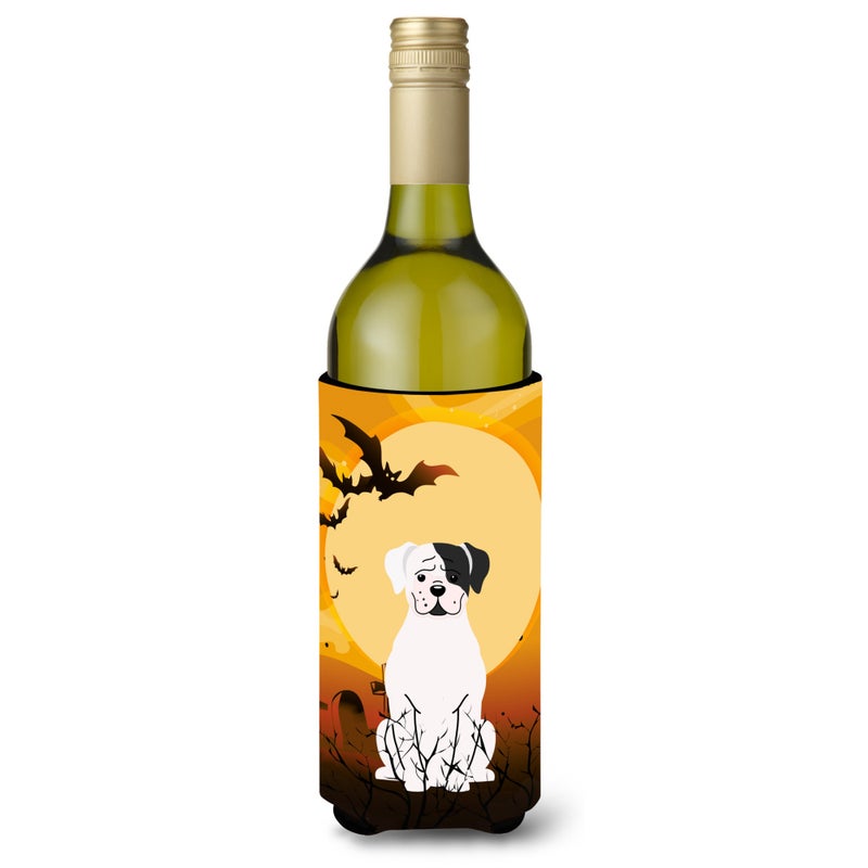 Caroline's Treasures ""Caroline's Treasures BB4380LITERK Halloween White Boxer Cooper Wine Bottle Beverage Insulator Hugger  750ml  Multicolor""