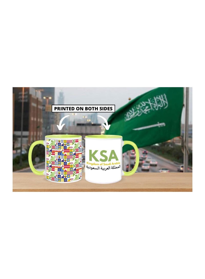 MEC KSA Kingdom Of Saudi Arabia Mug For Saudi National Day Printed Coffee Mug 11Oz light Green Handle - Image 4