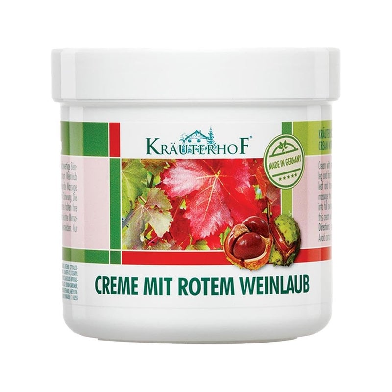 Krauterhof Horse Chestnut & Red Vine Cream for Varicose Veins, Aching Legs - 250ml, All Skin Types