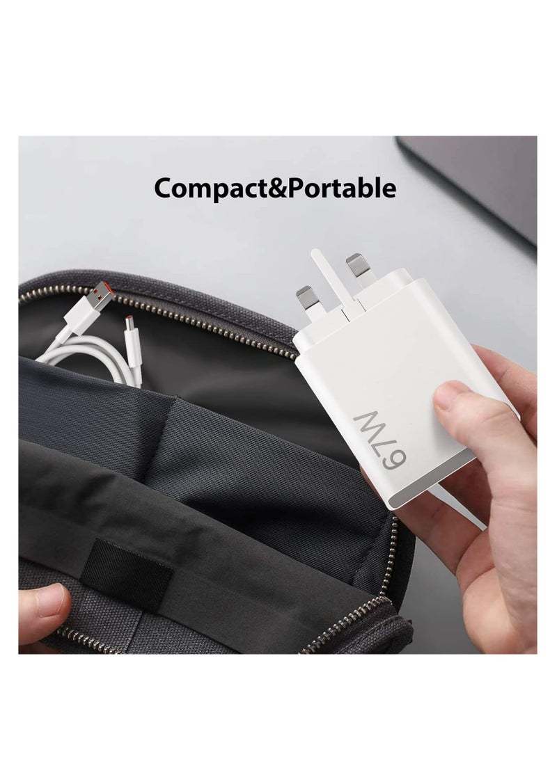 General USB C UK Plug 67W Fast Charger, USB Plug Charger UK Power Adapter for Xiaomi 15/14/14T/13T /13 Lite / 13 Pro/ 12 Mi Redmi Note 14/13/12/11/10 Pro/12X/11T/K80/K70/K60/Pad 7/Pad 7 Pro/POCO X6/X5/X4 Ty  - Image 3