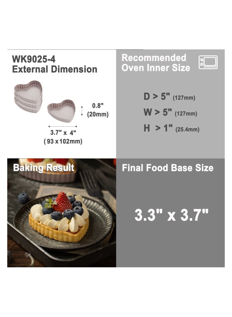 chefmade Mini Tart Pan Set 4 Inch 4Pcs with Removable Loose Bottom - Image 2