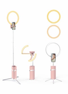 Beauenty Portable 10” Rechargeable Selfie Ring Light with 79” Tripod Stand, Perfect for Travel, Live Streaming and Photography, Pink Color  - Image 1