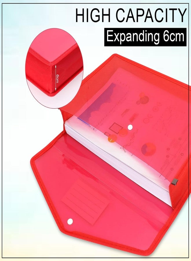 GLUN® Transparent Multi-Colour File Folder Set with Button Lock for A4 Size Documents (Pack of 5) - Image 4
