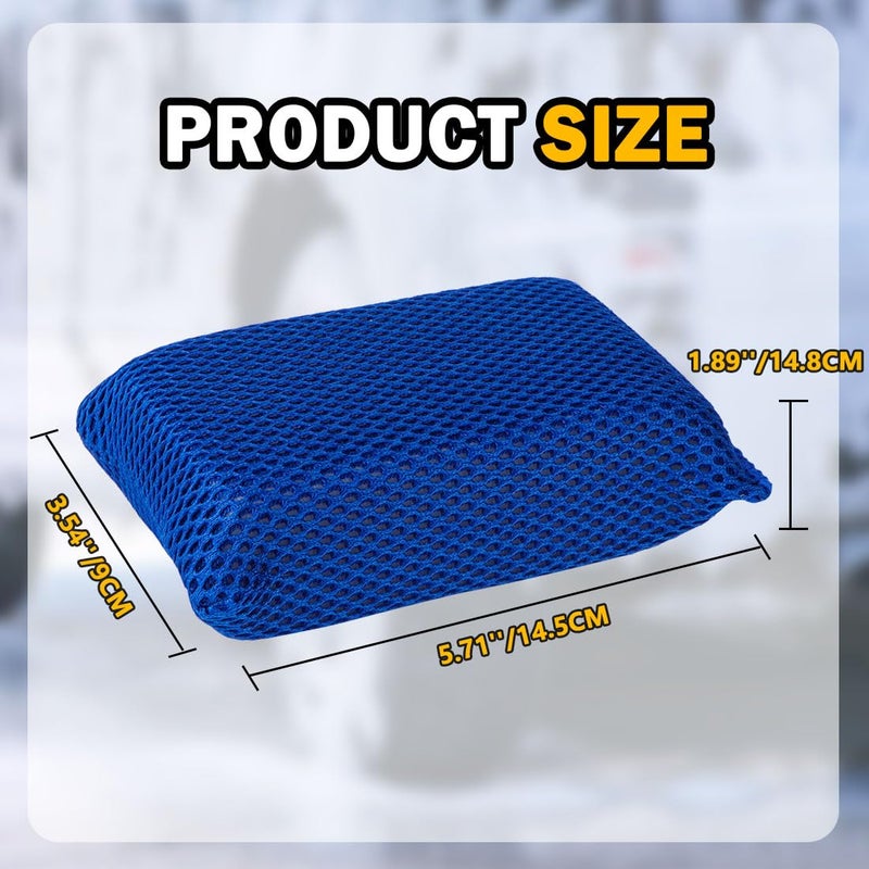 AIDEA Car Wash Sponge, Microfiber Large Bug and Tar Remover for Cars, Non Scratch Reusable Mesh Car Wash Sponges, Blue, 5.71 * 3.54 * 1.89 inch - Image 3