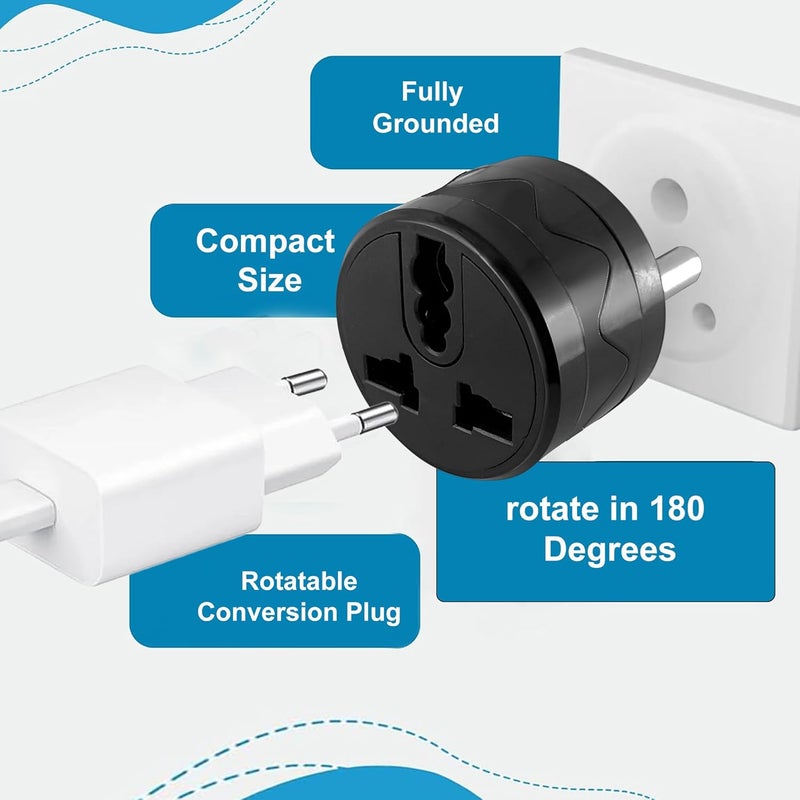 MX 3 pin Universal Socket 5 amp to 5 amp Converter Plug 240v Travel Adapter 3 pin 2 pin Round Conversion Plug rotatable Upto 180 Pack of 2 - Image 5