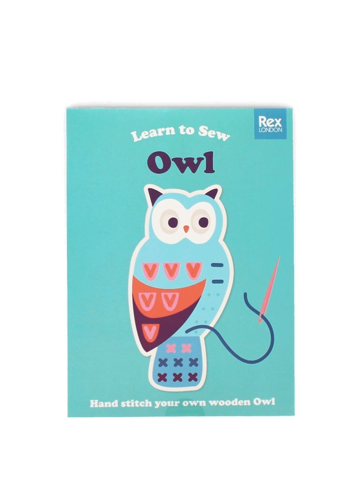 Rex London OWL | Learn to Sew Wooden Hand-Stitch Kit for Kids – Montessori Educational Craft Toy with Pre-Punched Holes, Colorful Threads & Needle – DIY Sewing Toy for Fine Motor Skills, Focus & Creativity - Image 3