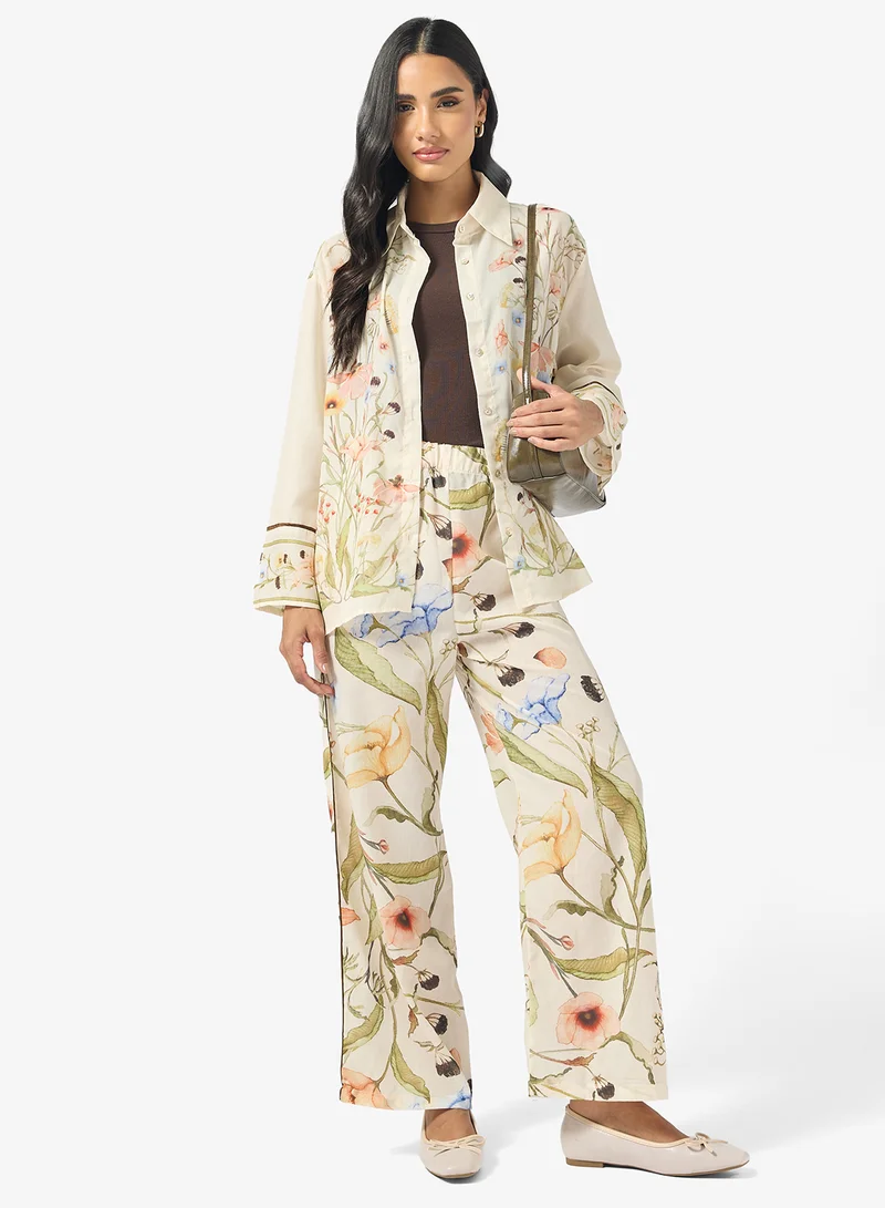 Ginger Oversize Floral Shirt & Pant Coord Set