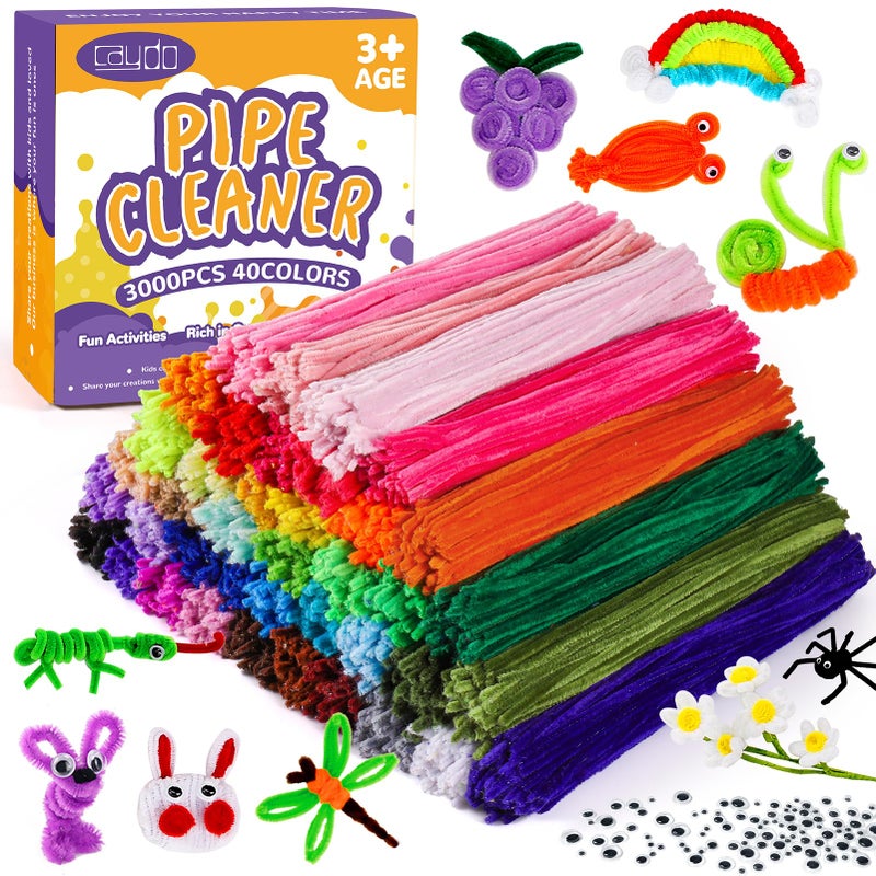 Caydo 360 Pieces Pipe Cleaners 40 Assorted Colored Chenille Stems for Art and Crafts, Children’s Craft Supplies (6 mm x 12 inch) - Image 2