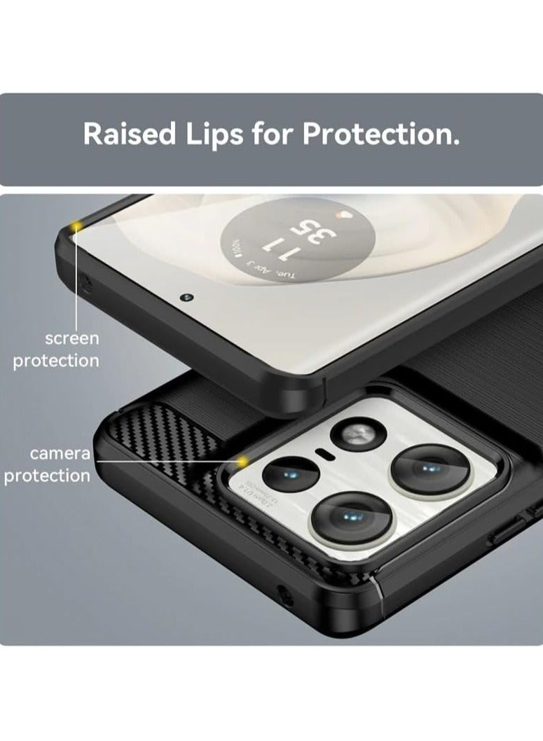 general Case Compatible with Motorola Edge 50 Pro, Anti Scratch Shock Absorption Carbon Fiber Flexible TPU Case Ultra Thin Shockproof Cover for Motorola Edge 50 Pro - Image 5