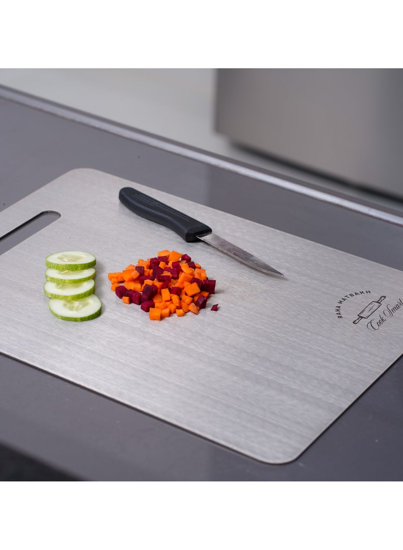 Raha Matbakh Stainless Steel Chopping Board Healthier and Perfect for Chopping Vegetables, Kneding Roti and Dough for Home and Commercial Kitchens (Medium) - Image 1