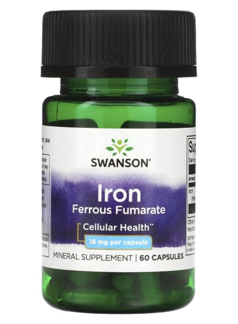 SWANSON سوانسون، فومارات الحديد الثنائي، 18 ملغ، 60 كبسولة - Image 1