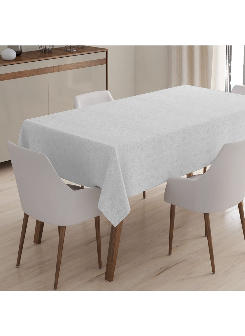 Fantastik Fantastic Fiber Lined PVC Tablecloth Erasable Liquid Proof Stain Resistant Floral Embossed Pattern White  - Image 2