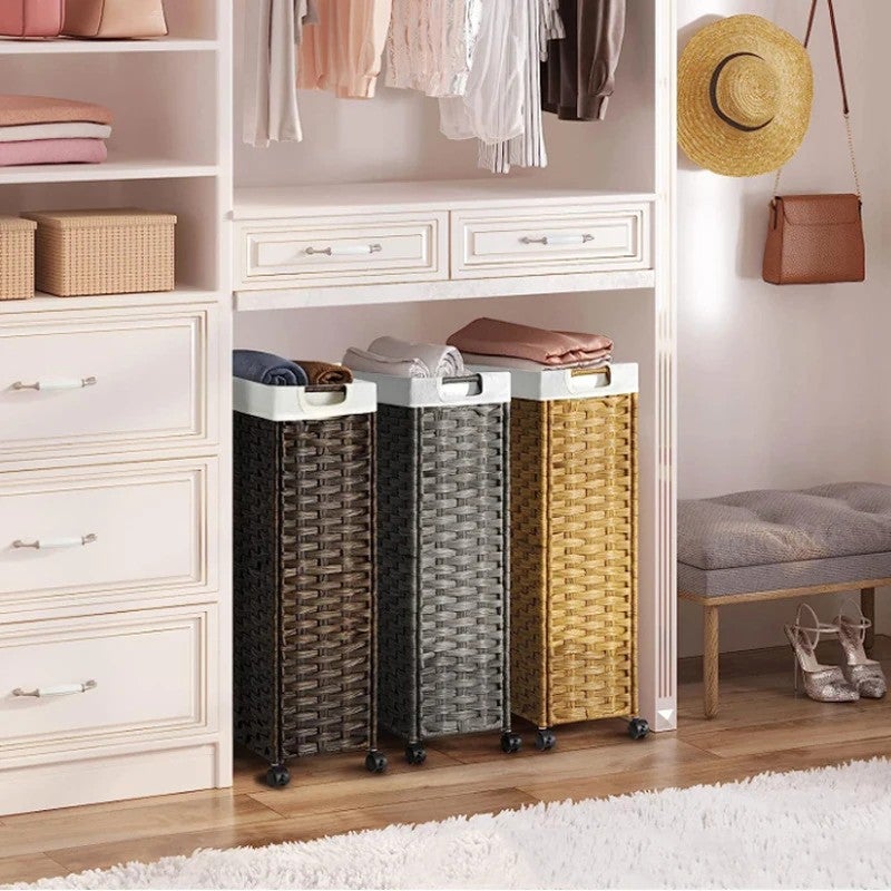 Y&D Wheeled Woven Rattan Laundry Basket - Foldable Willow Hamper for Foreign Trade, Durable & Portable Storage - Image 4