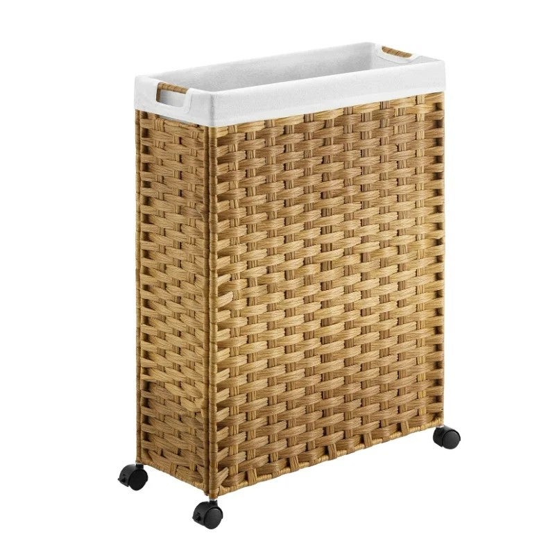 Y&D Wheeled Woven Rattan Laundry Basket - Foldable Willow Hamper for Foreign Trade, Durable & Portable Storage - Image 2
