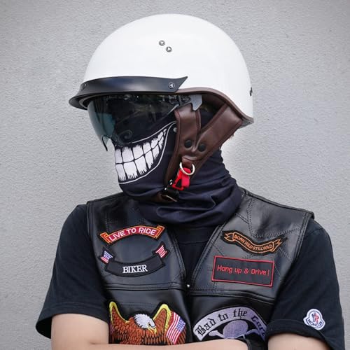 VCOROS Half Helmet Motorcycle DOT Approved Open Face Helmet F07 with Sun Visor and Quick Release Buckle for Adults Men and Women Gloss WhiteXL - Image 3