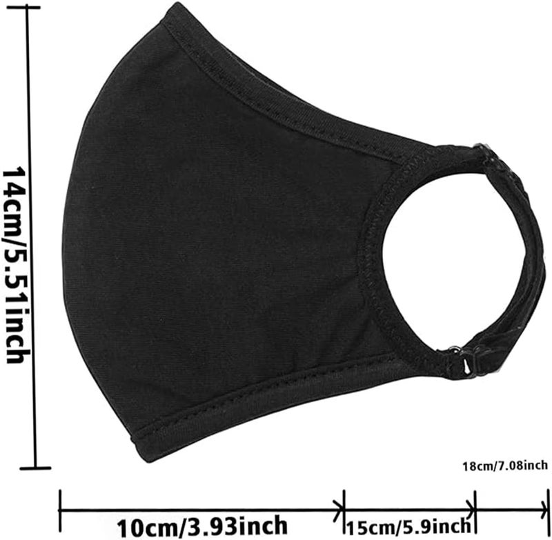 BeatBasic Black Cloth Face Mask 3 Pack,Washable, Reusable and Breathable Face Covering with Nose Wire and Adjustable Ear Protection Loops for Adult & Teens - Image 2