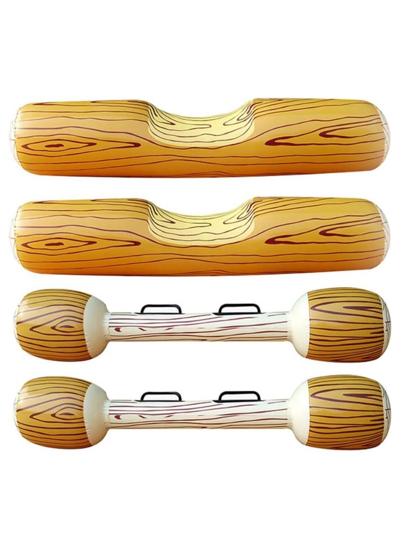 Gonice - 2 Pcs Set Inflatable Floating Row Toys Children Adult Inflatable Water Joust Tree Log Pool Float Game Set Ride on Log, Inflatable Toys, Water Toys, Outdoor Fun Sports, Gladiator Raft (Brown) - Image 1
